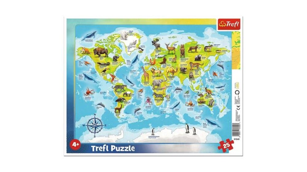 31340  Puzzles  25 Frame  World Map With Animals - Photo 236