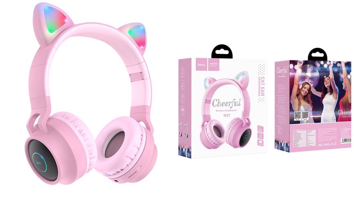 Bluetooth ყურსასმენი Cat Ear W27 ვარდისფერი Bluetooth Headset Cat Ear W27 Pink - Photo 27