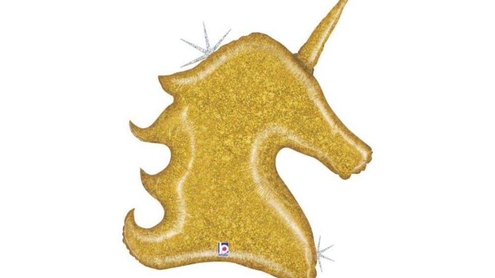 ჰელიუმის ბუშტი ფოლგირებული  ოქროსფერი მბზინავი უნიქორნი 97სმ - Photo 135