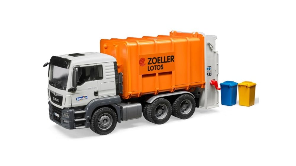 BRUDER MAN TGS Rear Loading Garbage Truck Orange - Photo 770