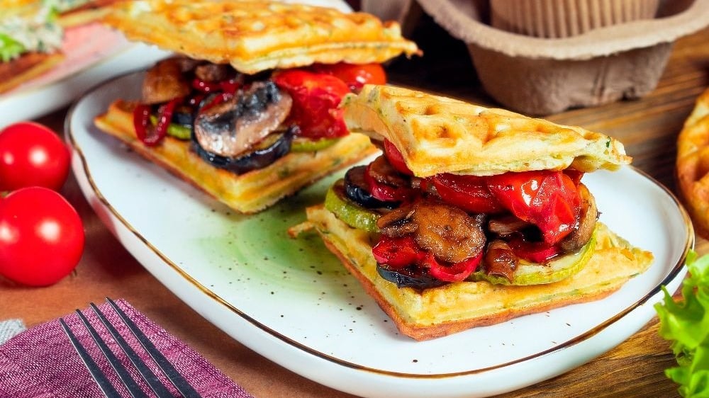 Waffle sandwich with grilled vegetables  - Photo 29