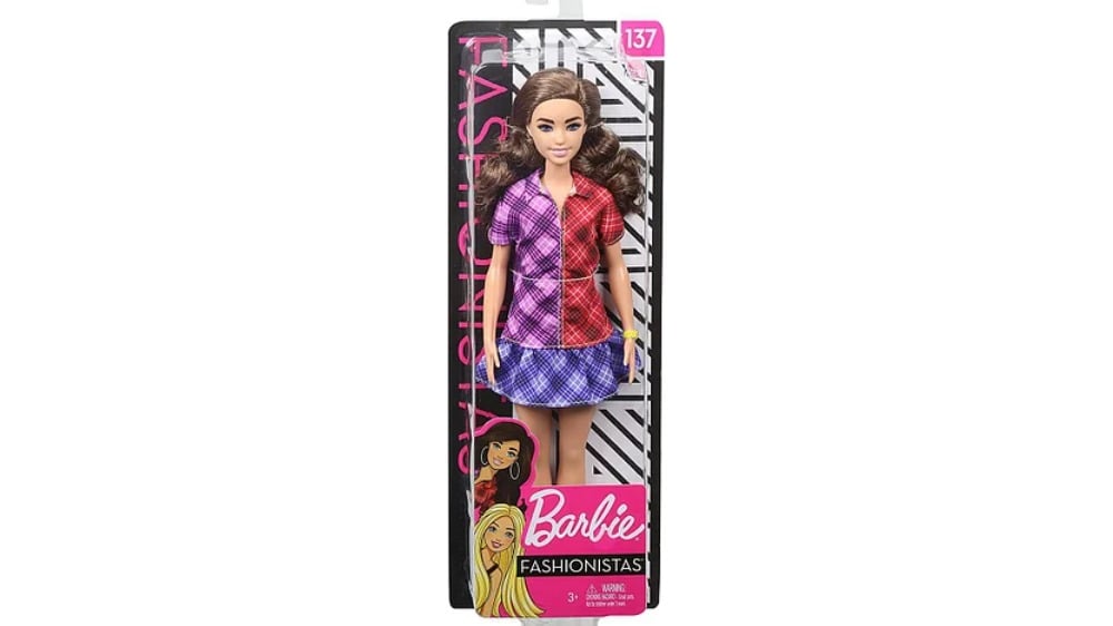 Barbie ფეშენისტა გრძელი შავი თმით კლეჩატი კაბით - Photo 132
