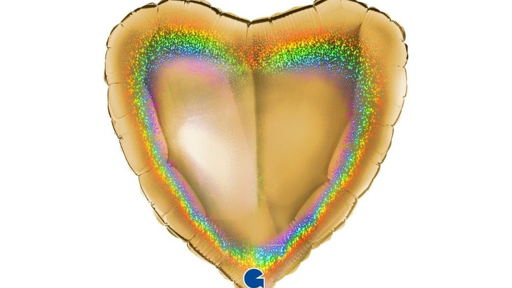 ჰელიუმის ფოლგირებული ბუშტი მბზინავი ოქროსფერი გული - Photo 30