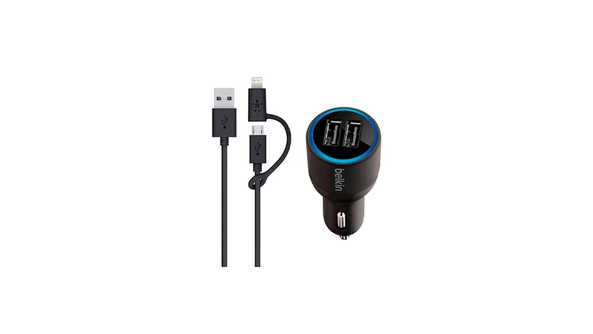 Dual usb car charger with 2 in 1 8 pin and microcable - Photo 132