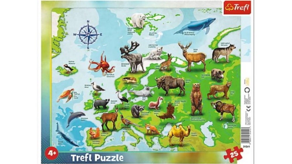 31341  Puzzles  25 Frame  Europe Map With Animal - Photo 359
