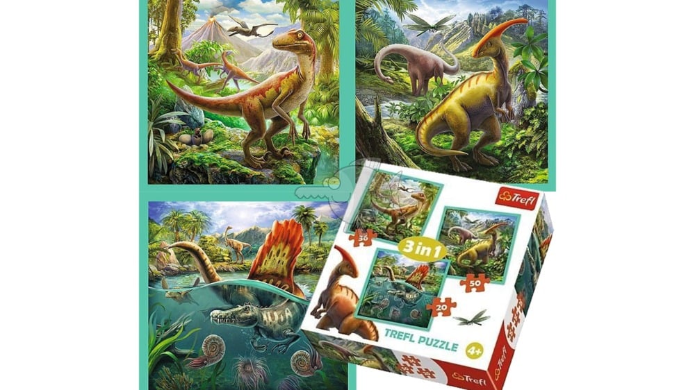 34837  Puzzles  3in1  The extraordinary world of dinosaur  Trefl - Photo 371