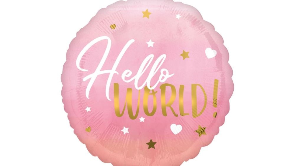ჰელიუმის სტანდარტული ბუშტი Hello World ვარდისფერი - Photo 73