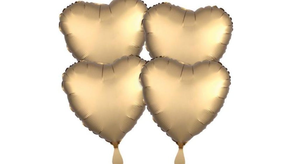 ჰელიუმის  ბუშტების ნაკრები 4ც ოქროსფერი მბზინავი გულები - Photo 200