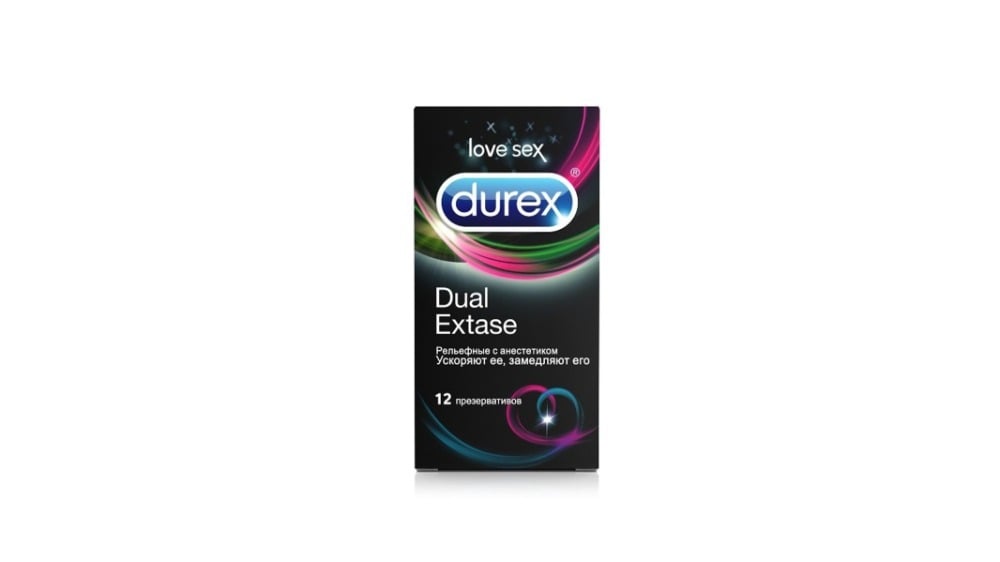 Durex  დურექსი პრეზერვატივი Dual Extase 12 ცალი - Photo 1331