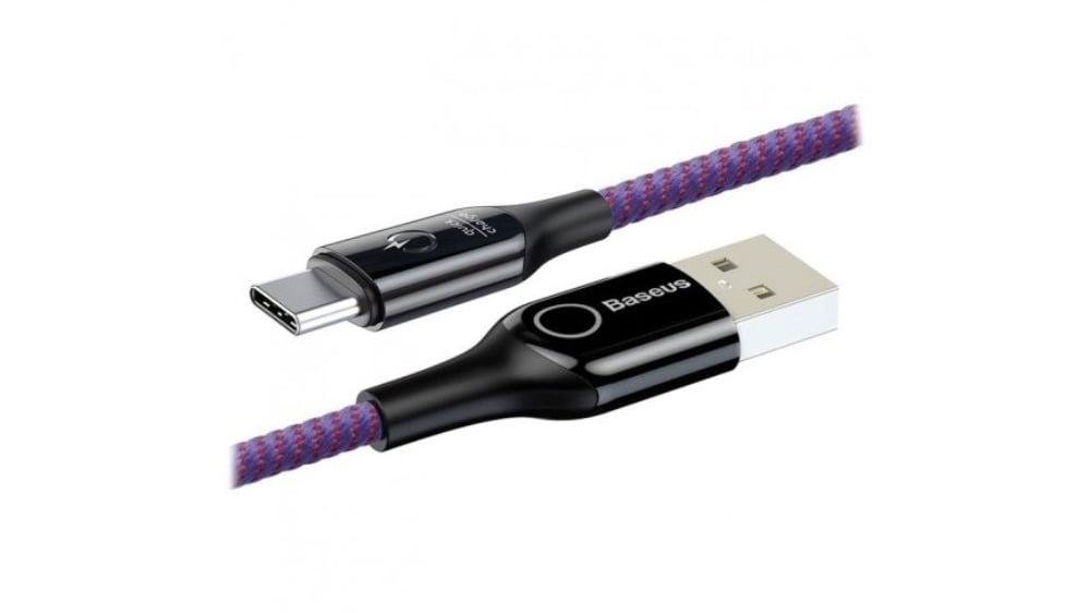 Baseus Cshaped Light Intelligent poweroff Cable USB For TypeC 3A 1M Purple CA - Photo 152