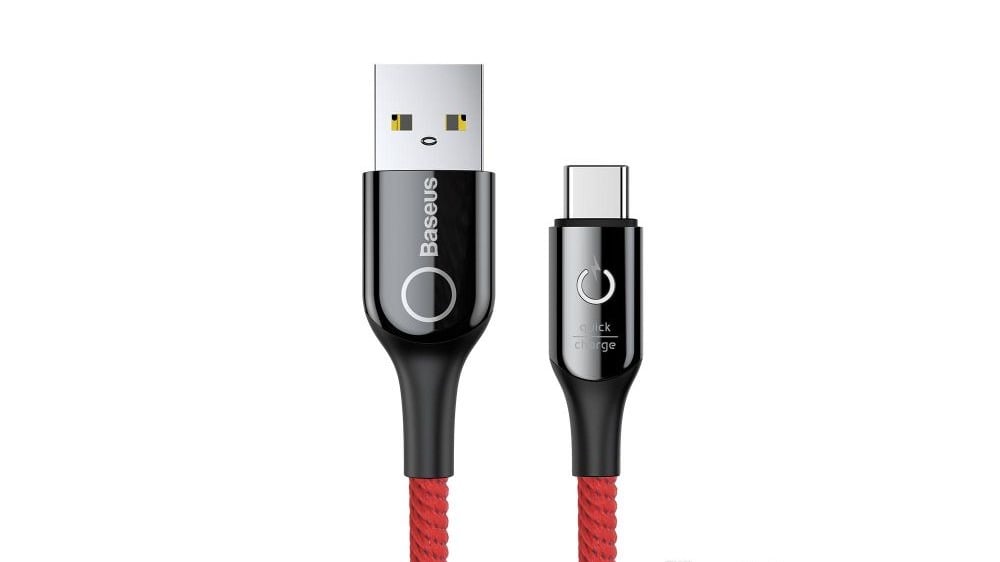 Baseus Cshaped Light Intelligent poweroff Cable USB For TypeC 3A 1M Red CATCD - Photo 153
