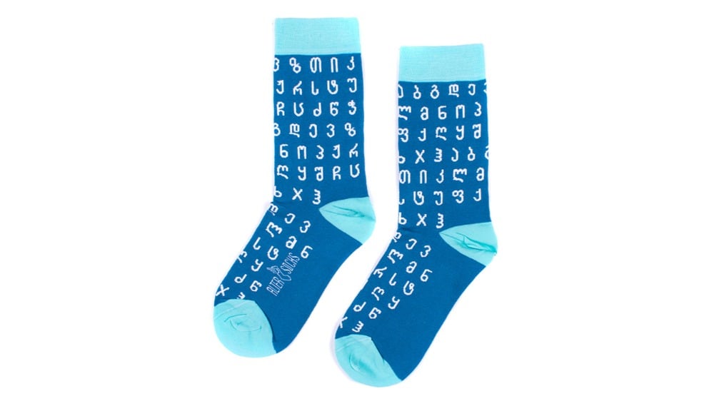 Georgian alphabet socks Blue - Photo 25