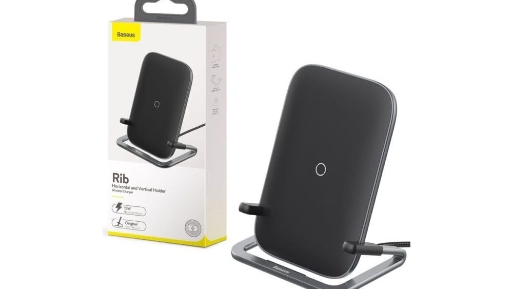 Baseus Rib Horizontal and Vertical Holder Wireless Charging 15W Black - Photo 33