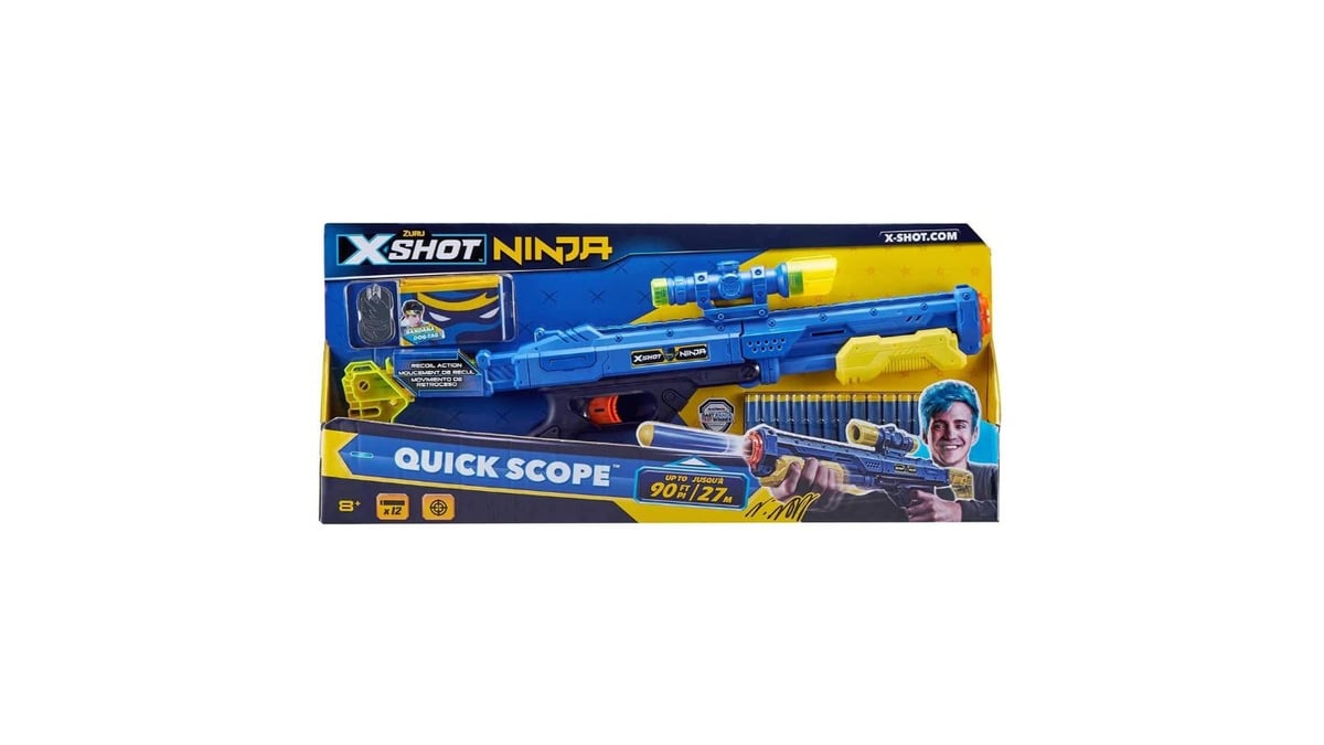 პლასტმასის თოფი NINJA 12 ტყვია QUICK SCOPE ZURU 69143 - Photo 460