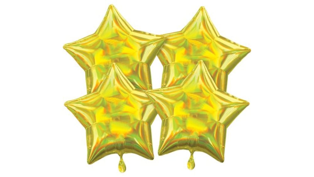 ჰელიუმის ბუშტი ვარსკვლავები ჰოლოგრამით ყვითელი 4ც - Photo 200
