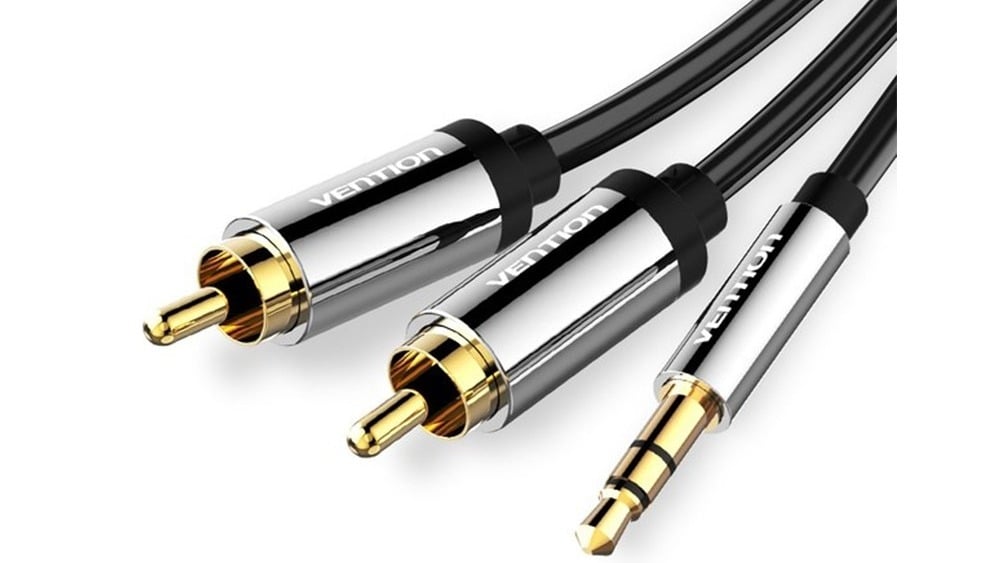 VENTION BCFBD 35mm Male to 2RCA Male Audio Cable 05M Black Metal Type - Photo 100