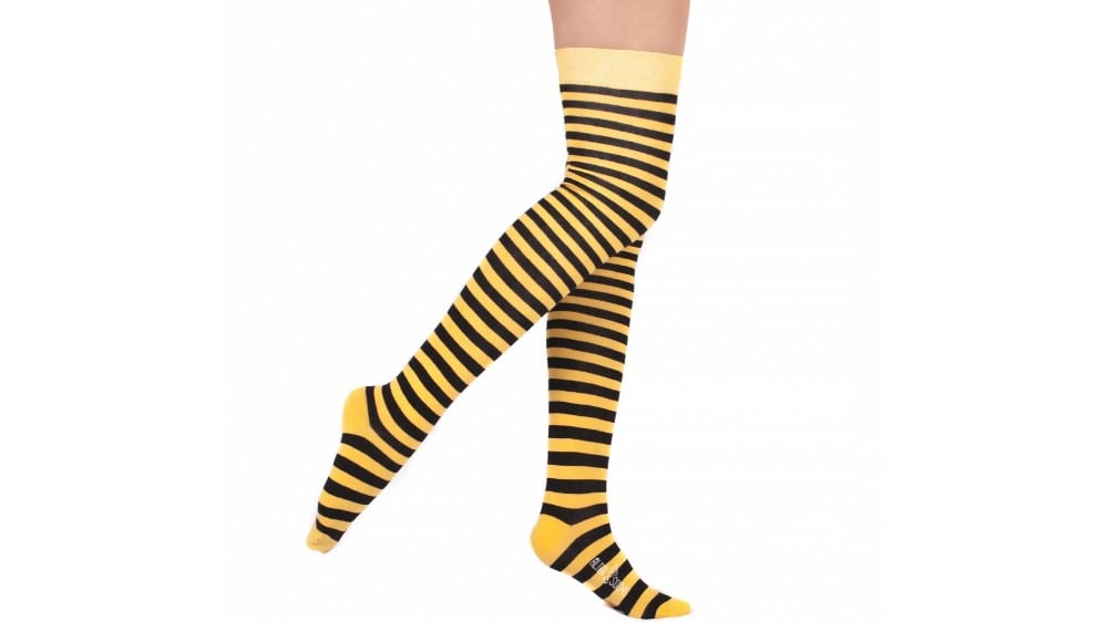 Black  Yellow OvertheKnee Socks - Photo 94